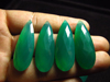 2 Matched Pair - 12x35 mm Long - Gorgeous GREEN COLOUR CHALCEDONY - Faceted Pear Briolett Drilled